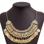 Multi-Layered Coin Tassel Necklace