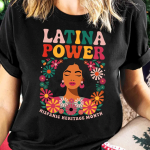 Latina Power Floral Print Cotton T-Shirt