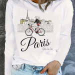 Vibrant Paris Print Long Sleeve Crew Neck T-shirt