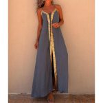 Halter Neck Casual Resort Maxi Dress - Gray