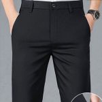 Stretch Casual Pants Men Straight Slim Fit Business Trousers