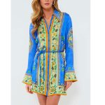 Exquisite And Gorgeous Mosaic Tile Mini Dress - Blue
