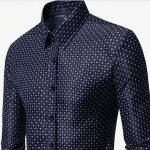 Men's Business Casual Plain Navy Blue Floral All-Over Print Long Sleeve Shirt
