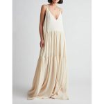 Elegant Resort Deep V-Neckline Strappy Maxi Dress - Beige