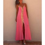 Halter Neck Casual Resort Maxi Dress - Watermelon-Red