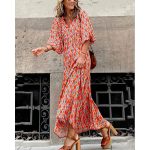 Bohemian Printed Maxi Dress- Orange