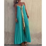 Halter Neck Casual Resort Maxi Dress - Green