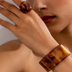 A Vintage-Style Set of Unique Wide Amber-Colored