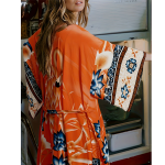 Cardigan - Vibrant Orange & Blue Floral Print