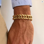 Gold Color Mens Cuban Chain Bracelet,Chunky