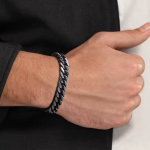 Silver Color Mens Cuban Chain Bracelet