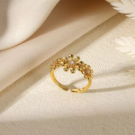 Adjustable Gold Color Ring For Women Dainty Daisy