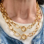 hunky Chain Necklace Oval 18 Karat Gold Plated